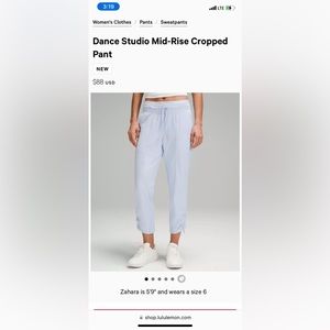 NWOT Lululemon Dance Studio Mid-Rise Cropped Pant Size 10